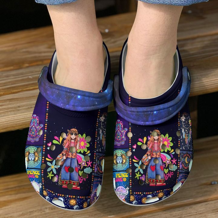 Hippie Peace Love Sku 2090 Crocs Crocband Clog Comfortable For Mens Womens Classic Clog Water Shoes Hippie Peace Love Sku 2090 Crocs Crocband Clog Comfortable For Mens Womens Classic Clog Water Shoes