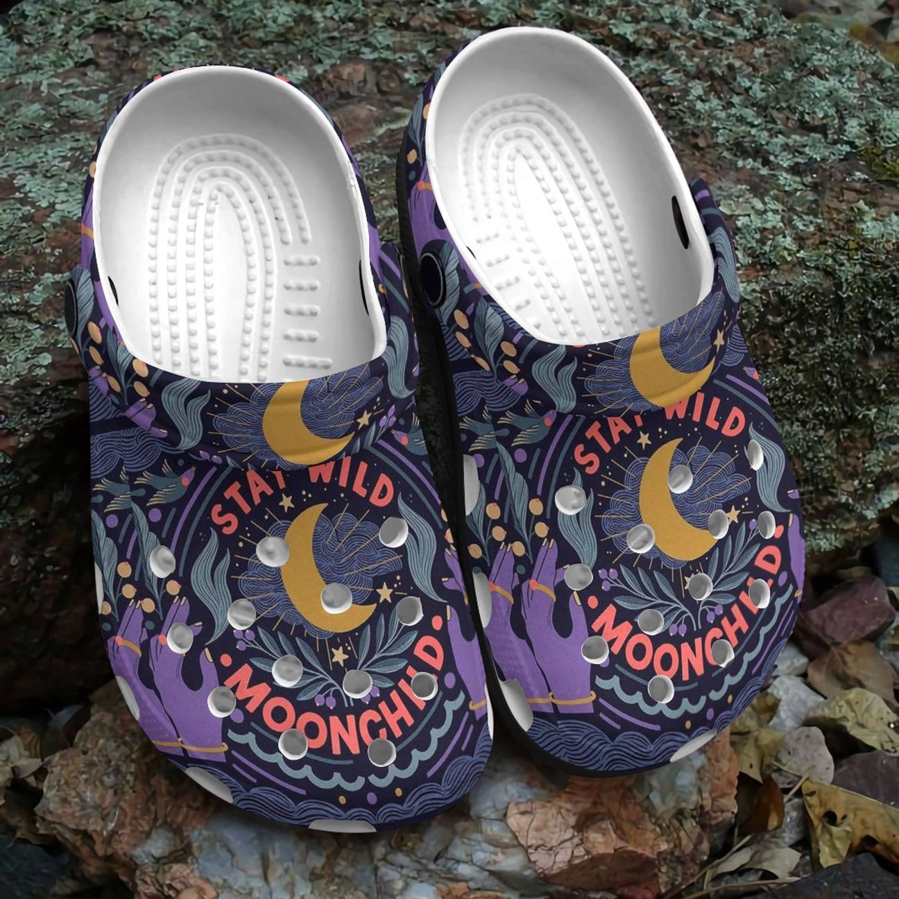 Hippie Personalized Clog Custom Crocs Comfortablefashion Style Comfortable For Women Men Kid Print 3D Moon Child Hippie Personalized Clog Custom Crocs Comfortablefashion Style Comfortable For Women Men Kid Print 3D Moon Child
