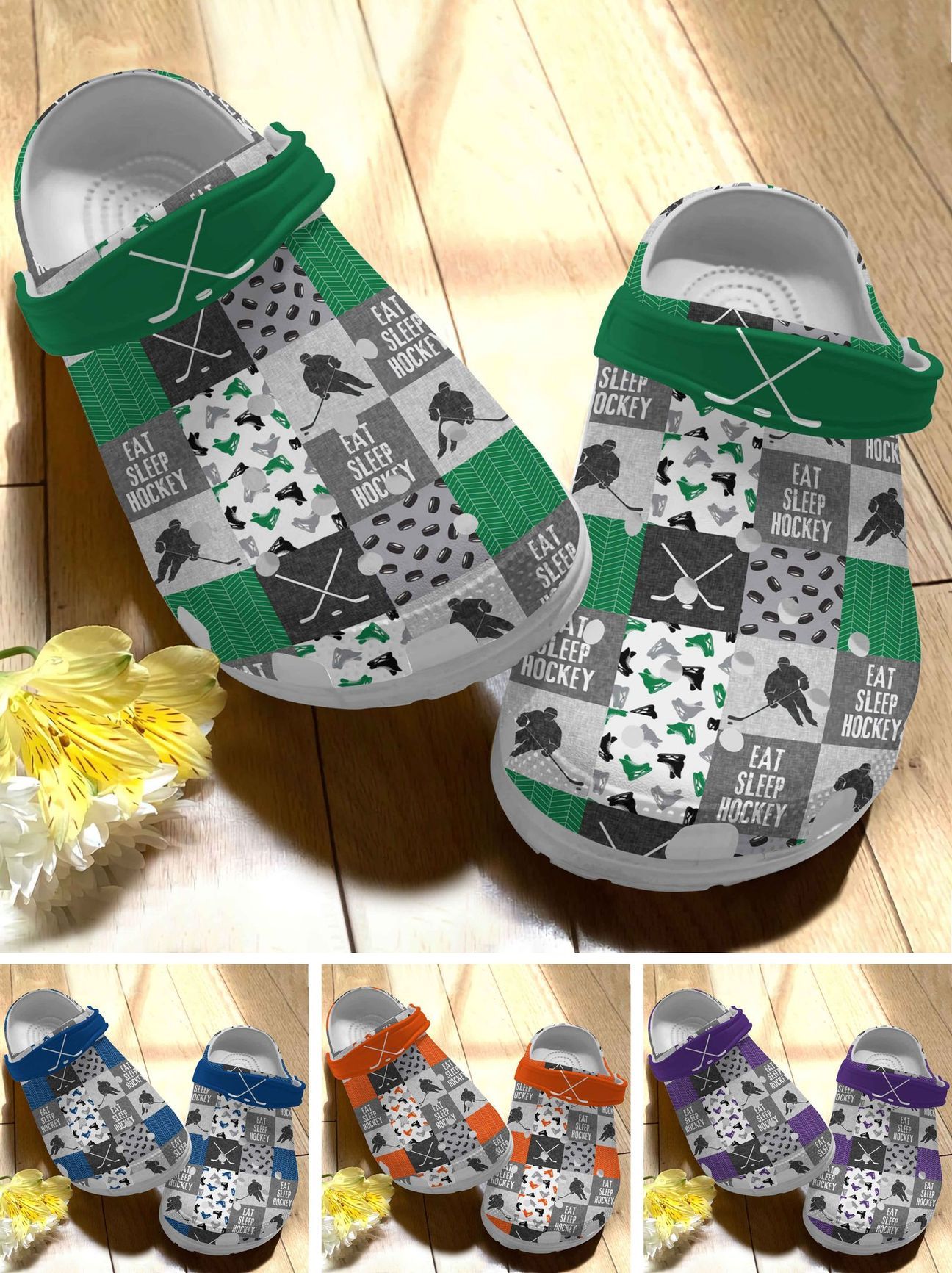 Hockey Personalize Clog Custom Crocs Fashionstyle Comfortable For Women Men Kid Print 3D Eat Sleep Hockey Hockey Personalize Clog Custom Crocs Fashionstyle Comfortable For Women Men Kid Print 3D Eat Sleep Hockey