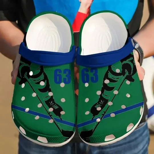 Hockey Player Green Personalize Clog Custom Crocs Clog Number On Sandal Fashion Style Comfortable For Women Men Kid Hockey Player Green Personalize Clog Custom Crocs Clog Number On Sandal Fashion Style Comfortable For Women Men Kid