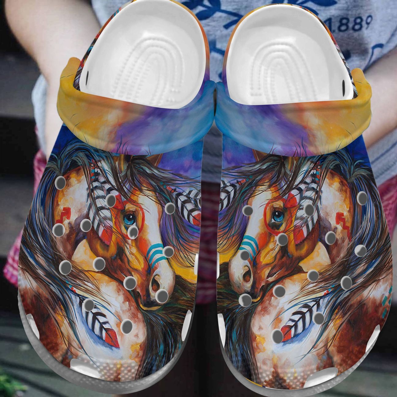 Horse Personalized Clog Custom Crocs Comfortablefashion Style Comfortable For Women Men Kid Print 3D Native Horse Horse Personalized Clog Custom Crocs Comfortablefashion Style Comfortable For Women Men Kid Print 3D Native Horse