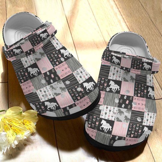 Horse Whitesole Wild And Free Pink Personalize Clog Custom Crocs Clog On Sandal Fashion Style Comfortable For Women Men Kid Horse Whitesole Wild And Free Pink Personalize Clog Custom Crocs Clog On Sandal Fashion Style Comfortable For Women Men Kid