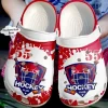 Ice Hockey Lover Club Red Personalize Clog Custom Crocs Clog Number On Sandal Fashion Style Comfortable For Women Men Kid