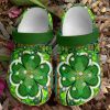 Irish Lucky 4 Leaf Clover Sku 1502 Crocs Crocband Clog Comfortable For Mens Womens Classic Clog Water Shoes