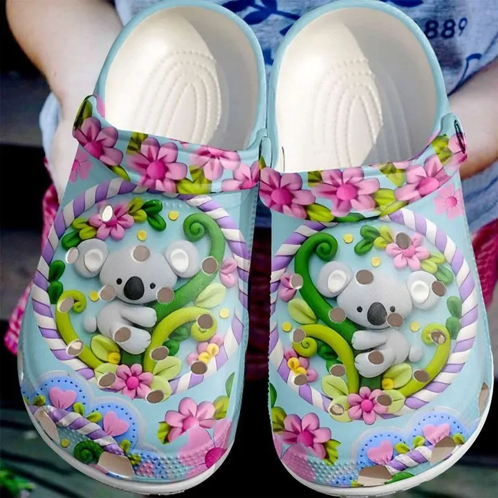 Koala Personalize Clog Custom Crocs Fashionstyle Comfortable For Women Men Kid Print 3D Koala With Flowers Koala Personalize Clog Custom Crocs Fashionstyle Comfortable For Women Men Kid Print 3D Koala With Flowers