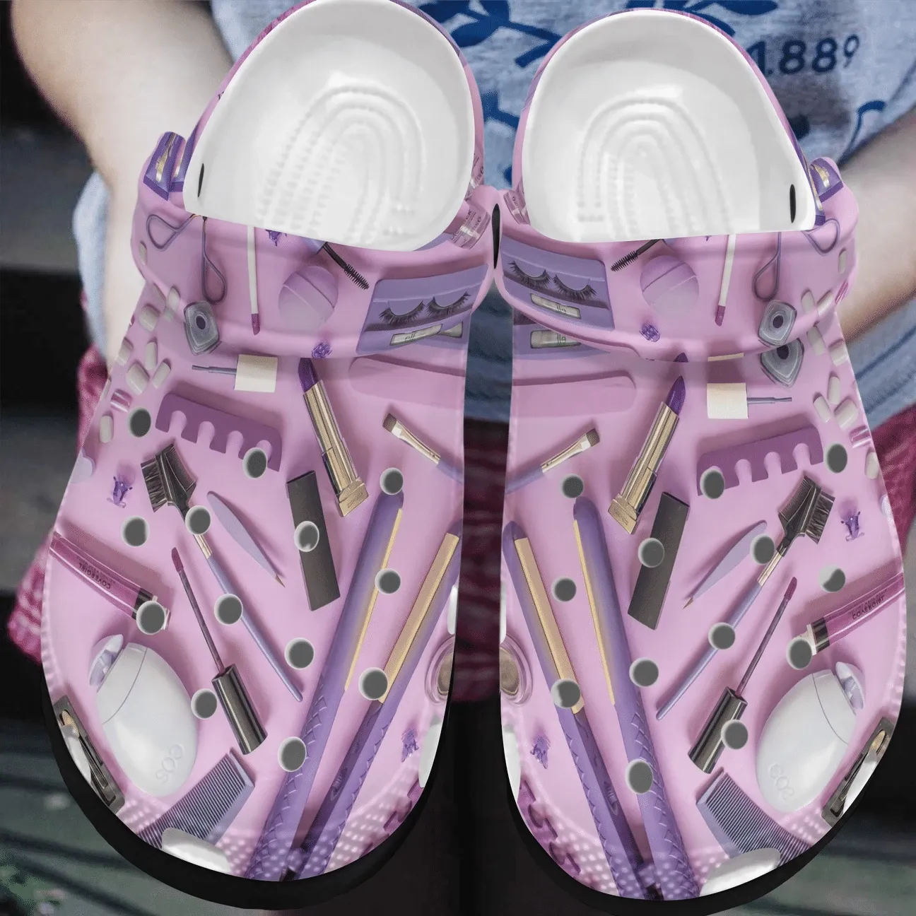 Makeup Personalized Clog Custom Crocs Comfortablefashion Style Comfortable For Women Men Kid Print 3D Purple Kit Makeup Personalized Clog Custom Crocs Comfortablefashion Style Comfortable For Women Men Kid Print 3D Purple Kit