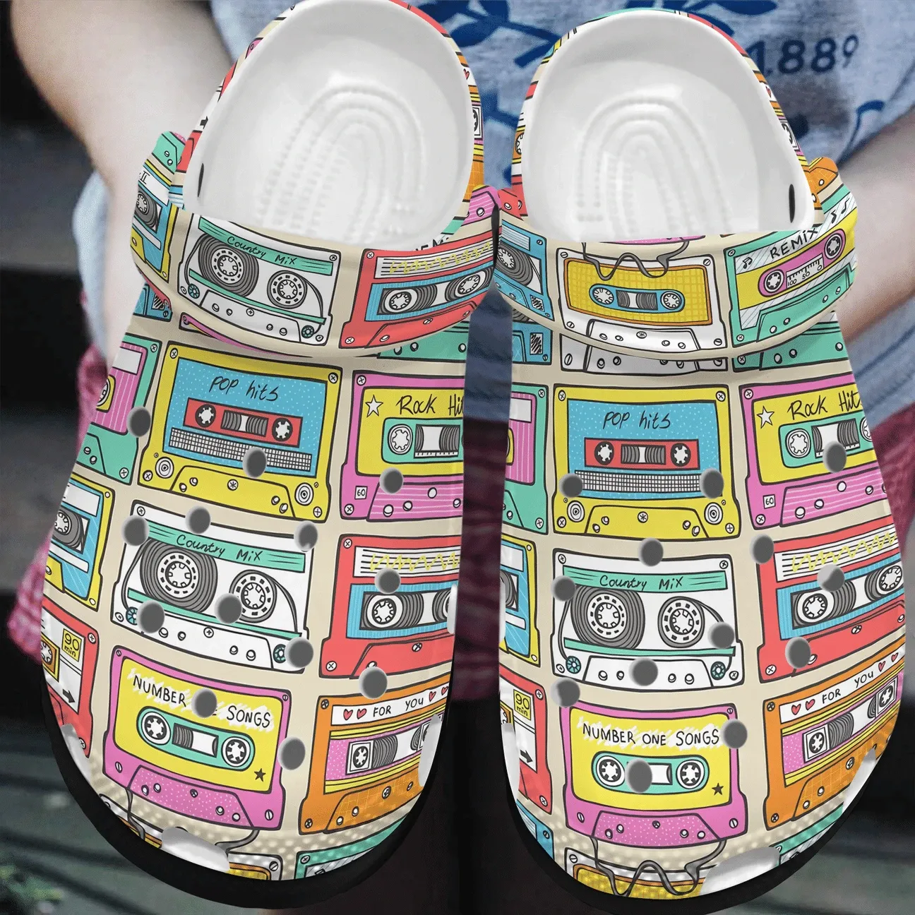 Music Personalized Clog Custom Crocs Comfortablefashion Style Comfortable For Women Men Kid Print 3D Cassette Tapes Music Personalized Clog Custom Crocs Comfortablefashion Style Comfortable For Women Men Kid Print 3D Cassette Tapes