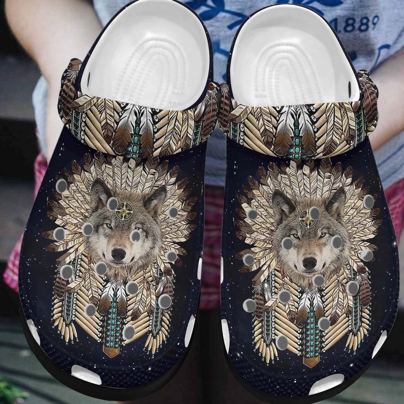 Native American Personalized Clog Custom Crocs Comfortablefashion Style Comfortable For Women Men Kid Print 3D Native Wolf Native American Personalized Clog Custom Crocs Comfortablefashion Style Comfortable For Women Men Kid Print 3D Native Wolf