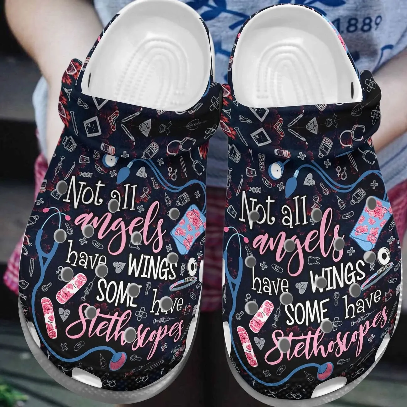 Nurse Personalize Clog Custom Crocs Fashionstyle Comfortable For Women Men Kid Print 3D Not All Angels Have Wings Nurse Personalize Clog Custom Crocs Fashionstyle Comfortable For Women Men Kid Print 3D Not All Angels Have Wings