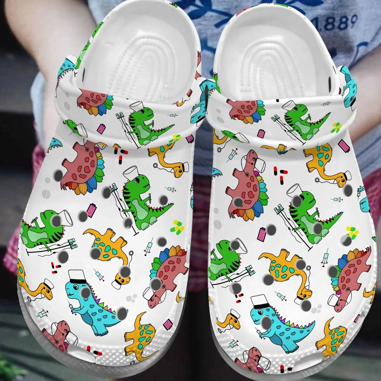 Nurse Personalized Clog Custom Crocs Comfortablefashion Style Comfortable For Women Men Kid Print 3D Dino Nurse Nurse Personalized Clog Custom Crocs Comfortablefashion Style Comfortable For Women Men Kid Print 3D Dino Nurse