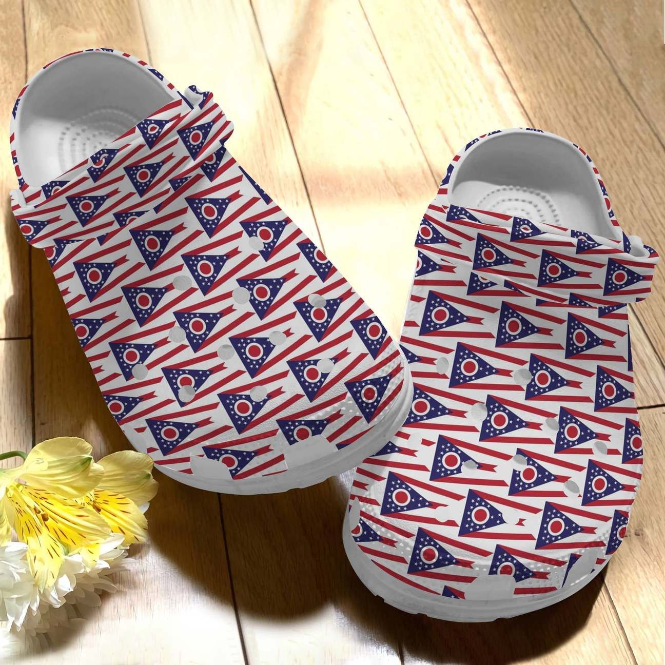 Ohio Personalize Clog Custom Crocs Fashionstyle Comfortable For Women Men Kid Print 3D Whitesole Flag Pattern Ohio Personalize Clog Custom Crocs Fashionstyle Comfortable For Women Men Kid Print 3D Whitesole Flag Pattern