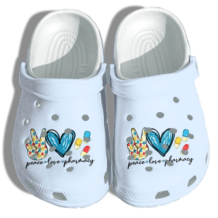 Peace Love Healthcare Shoes Crocs Clog Gift For Pharmacist- Pharmacy Clog Birthday Gifts For Man Woman Peace Love Healthcare Shoes Crocs Clog Gift For Pharmacist- Pharmacy Clog Birthday Gifts For Man Woman