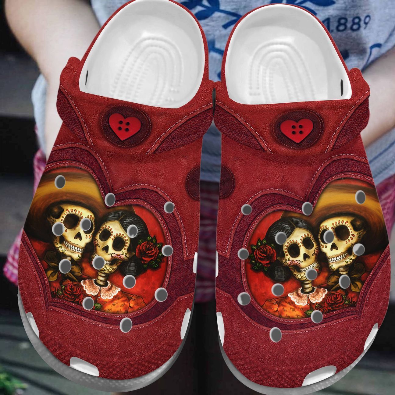 Personalized Crocs Clog Skull Heart Personalized Crocs Clog Skull Heart