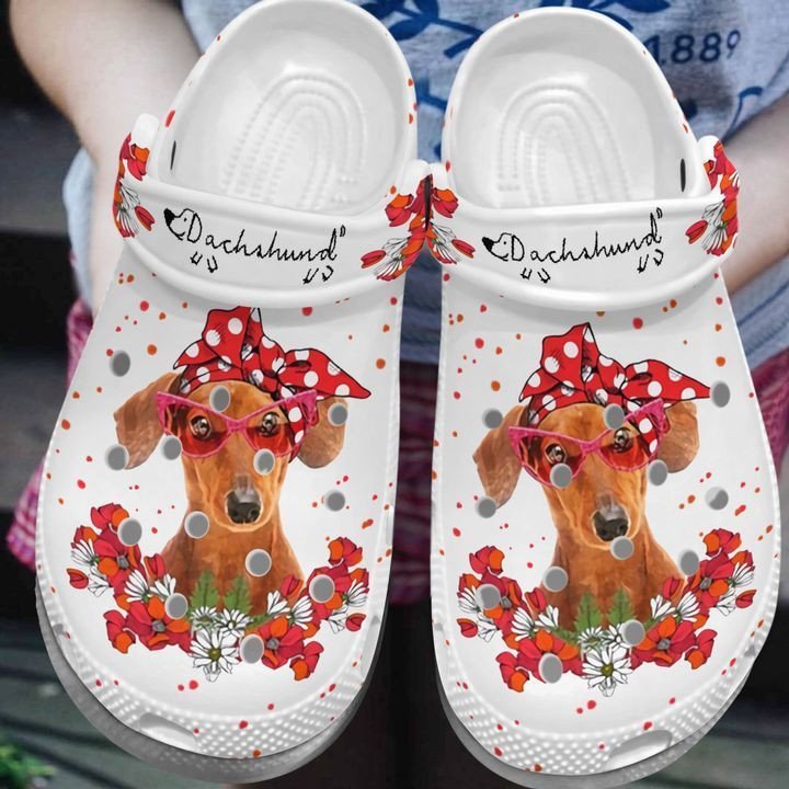 Personalized Dachshund Lady Crocs Clogy Shoes For Mens And Womens Personalized Dachshund Lady Crocs Clogy Shoes For Mens And Womens