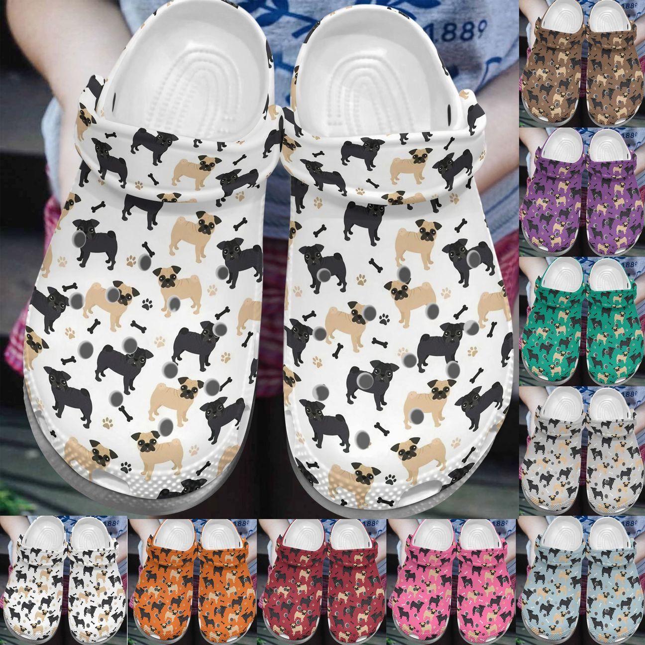 Pug Personalize Clog Custom Crocs Fashionstyle Comfortable For Women Men Kid Print 3D Whitesole Baby Pug Pug Personalize Clog Custom Crocs Fashionstyle Comfortable For Women Men Kid Print 3D Whitesole Baby Pug