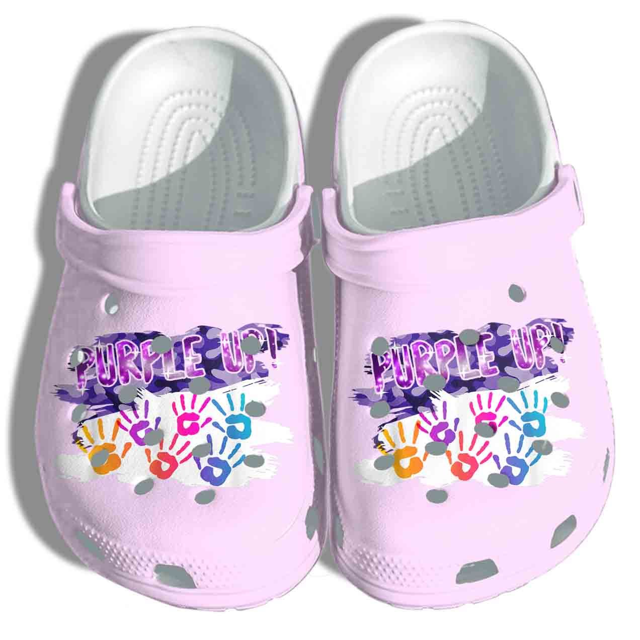 Purple Up Shoes Crocs Clog – Military Child Awareness Sport Clog Birthday Gift Boy Girl Purple Up Shoes Crocs Clog – Military Child Awareness Sport Clog Birthday Gift Boy Girl
