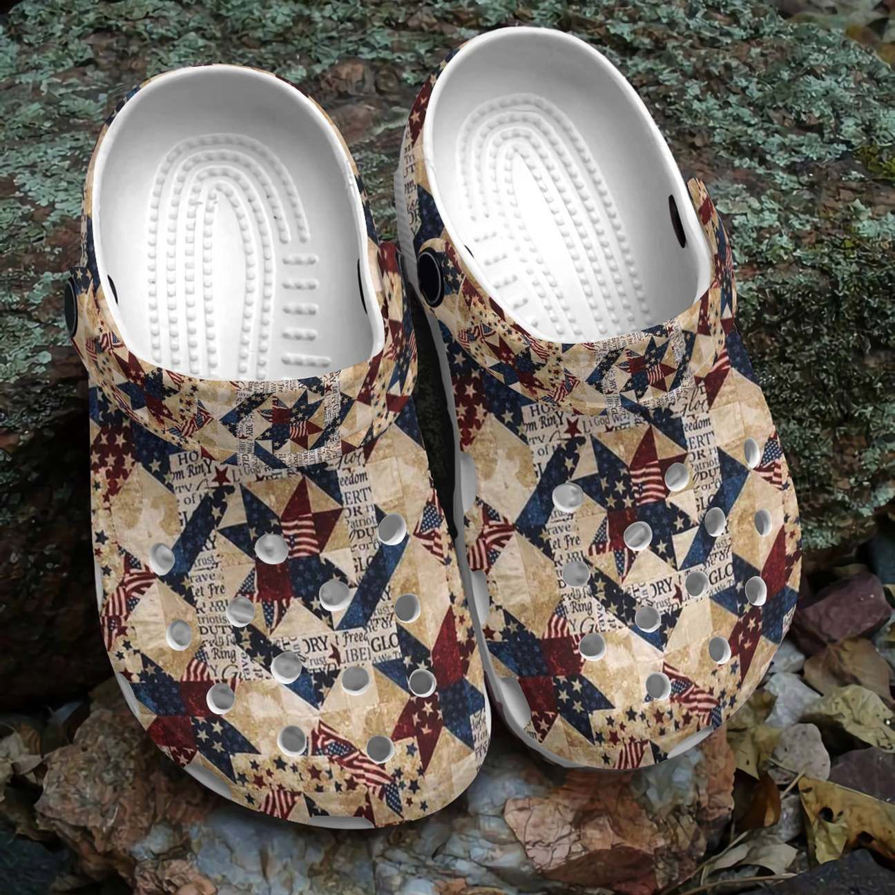 Quilting Personalized Clog Custom Crocs Comfortablefashion Style Comfortable For Women Men Kid Print 3D American Quilt Quilting Personalized Clog Custom Crocs Comfortablefashion Style Comfortable For Women Men Kid Print 3D American Quilt