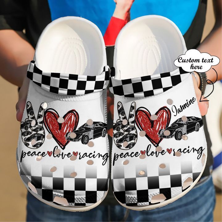 Racing Personalized Peace Love Sku 1986 Crocs Clog Clog Shoes Racing Personalized Peace Love Sku 1986 Crocs Clog Clog Shoes