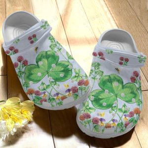 Saint Patrick Crocs Clog Classic Clog Whitesole Lucky Symbols Shoes