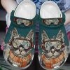 Skiing Personalized Clog Custom Crocs Comfortablefashion Style Comfortable For Women Men Kid Print 3D Skiing Cat