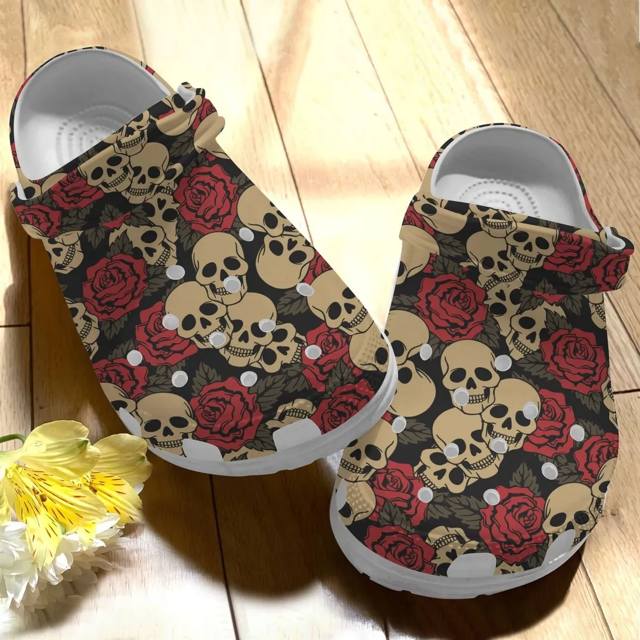 Skull Personalize Clog Custom Crocs Fashionstyle Comfortable For Women Men Kid Print 3D Floral Skull Skull Personalize Clog Custom Crocs Fashionstyle Comfortable For Women Men Kid Print 3D Floral Skull