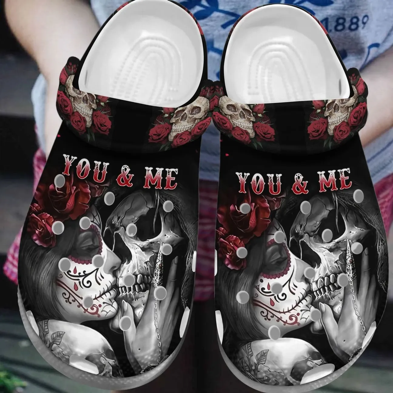 Skull Personalize Clog Custom Crocs Fashionstyle Comfortable For Women Men Kid Print 3D You And Me Skull Personalize Clog Custom Crocs Fashionstyle Comfortable For Women Men Kid Print 3D You And Me