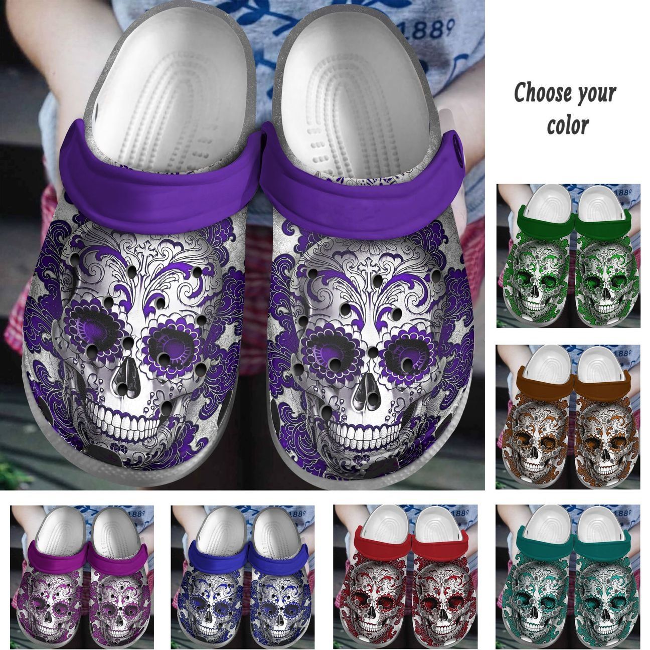 Skull Personalized Clog Custom Crocs Comfortablefashion Style Comfortable For Women Men Kid Print 3D Awesome Skull Skull Personalized Clog Custom Crocs Comfortablefashion Style Comfortable For Women Men Kid Print 3D Awesome Skull