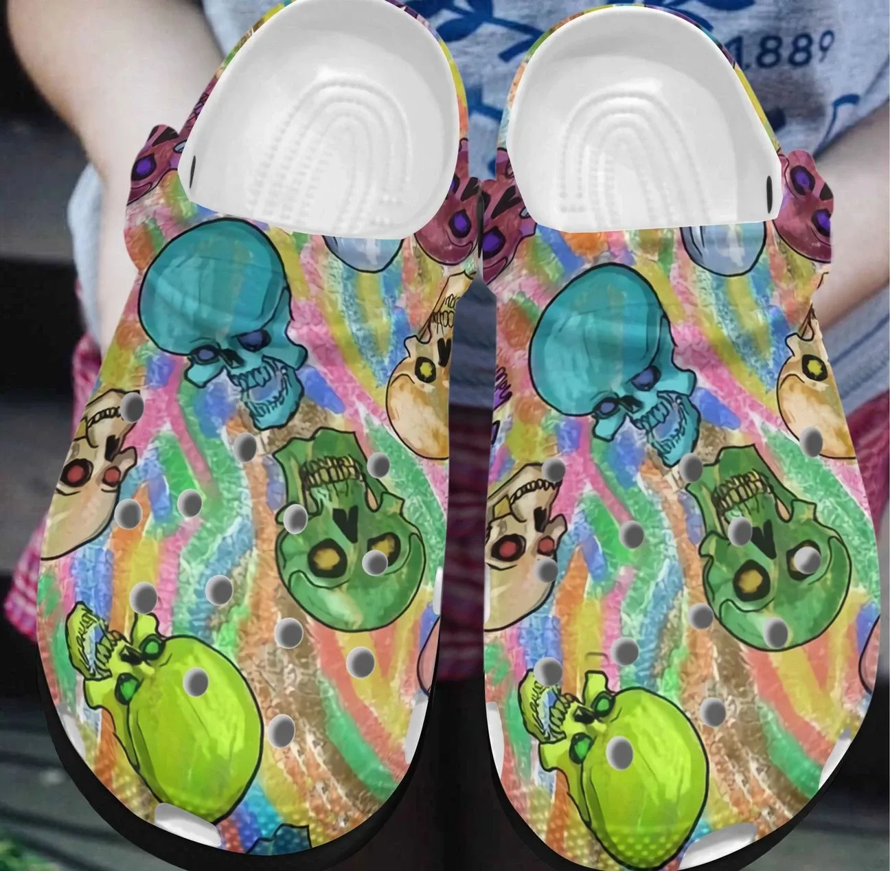 Skull Personalized Clog Custom Crocs Comfortablefashion Style Comfortable For Women Men Kid Print 3D Colorful Skulls Skull Personalized Clog Custom Crocs Comfortablefashion Style Comfortable For Women Men Kid Print 3D Colorful Skulls