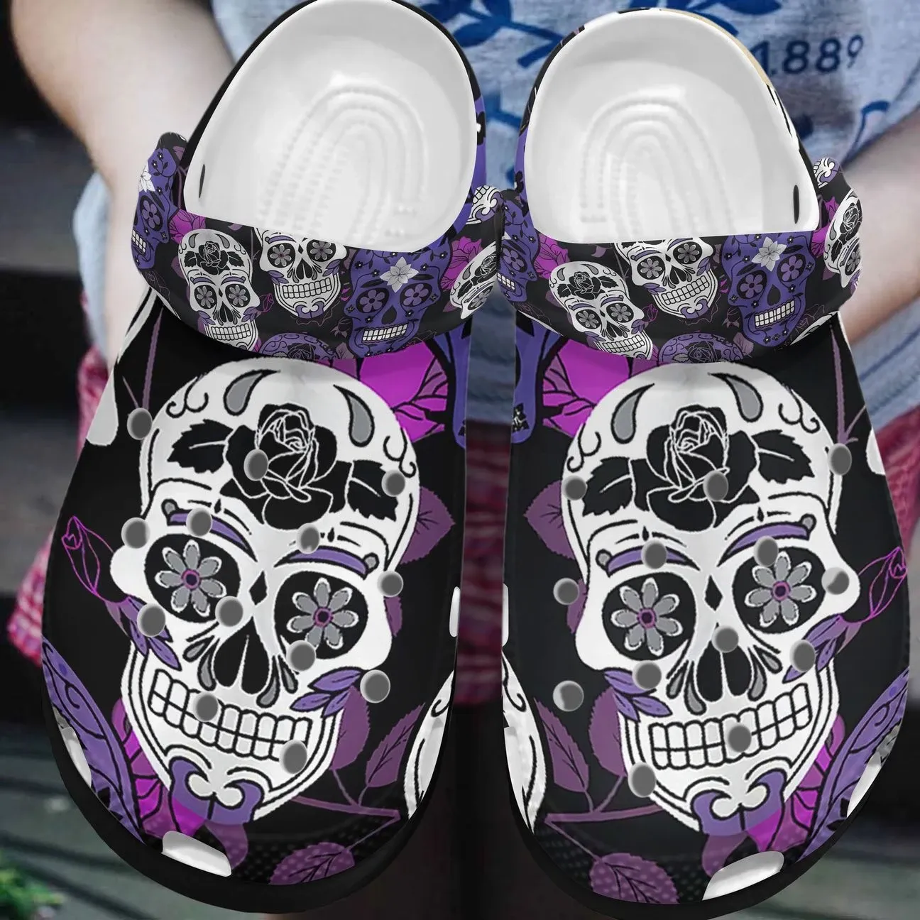 Skull Personalized Clog Custom Crocs Comfortablefashion Style Comfortable For Women Men Kid Print 3D Cute Skull Flower Skull Personalized Clog Custom Crocs Comfortablefashion Style Comfortable For Women Men Kid Print 3D Cute Skull Flower