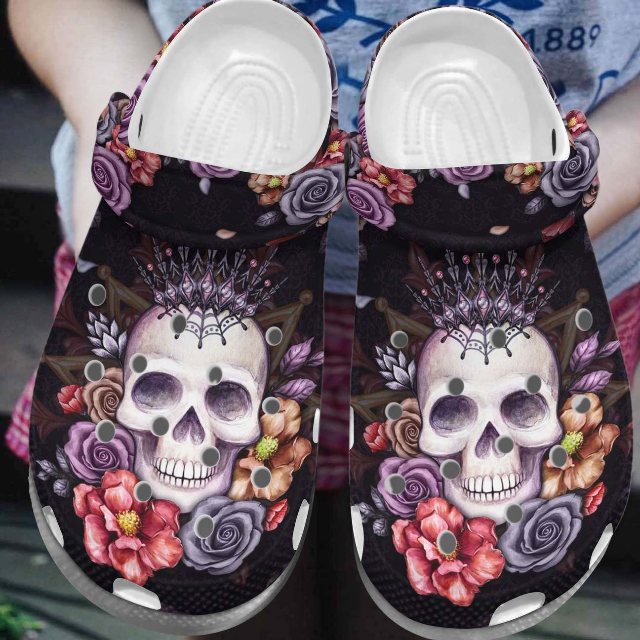 Skull Personalized Clog Custom Crocs Comfortablefashion Style Comfortable For Women Men Kid Print 3D Queen Skull Skull Personalized Clog Custom Crocs Comfortablefashion Style Comfortable For Women Men Kid Print 3D Queen Skull