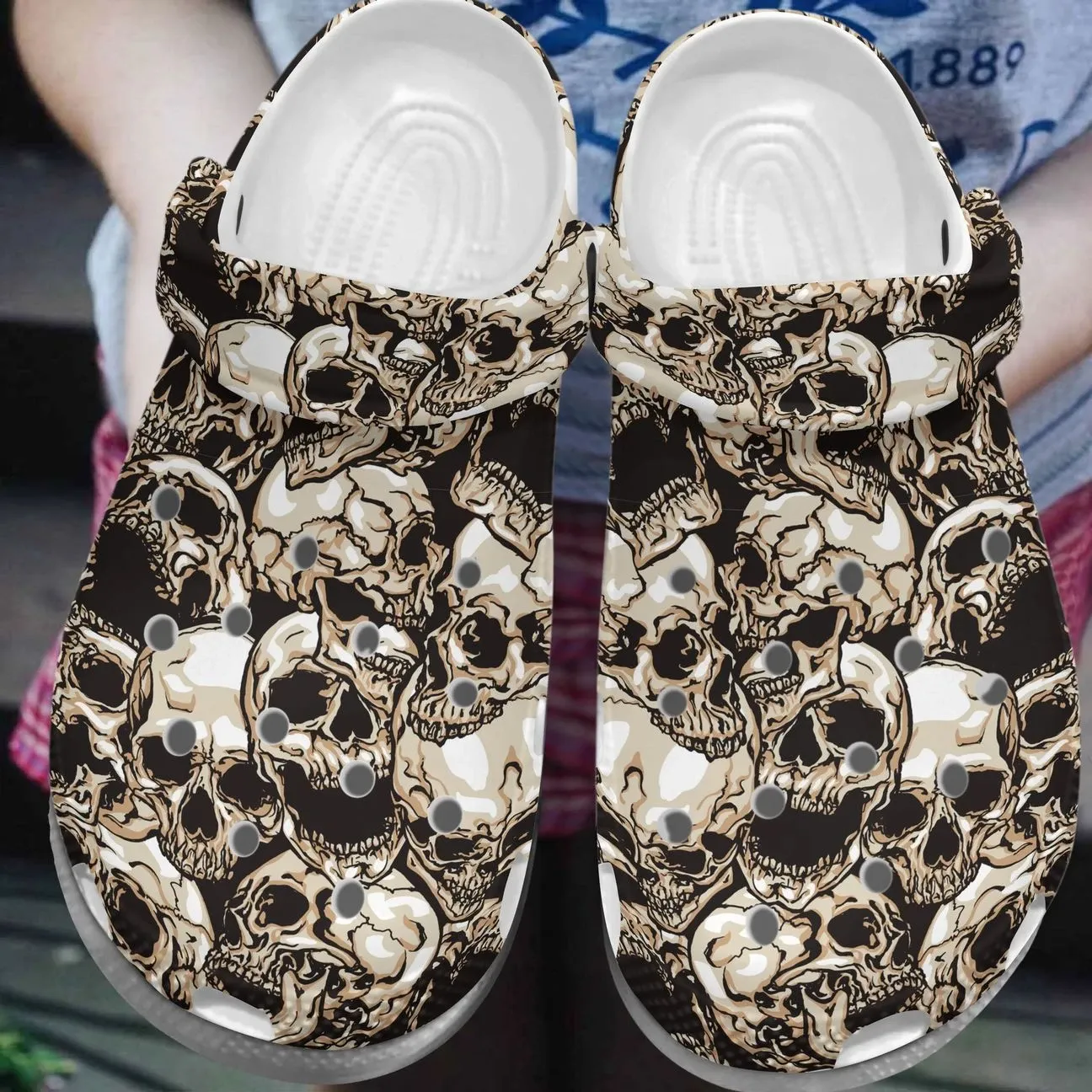 Skull Personalized Clog Custom Crocs Comfortablefashion Style Comfortable For Women Men Kid Print 3D Scary Skulls Skull Personalized Clog Custom Crocs Comfortablefashion Style Comfortable For Women Men Kid Print 3D Scary Skulls