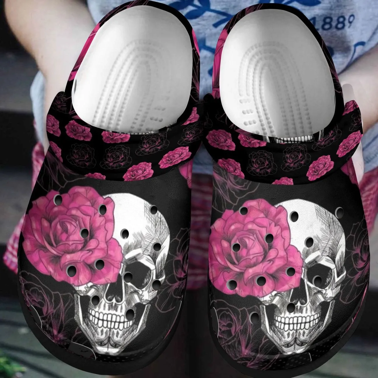 Skull Personalized Clog Custom Crocs Comfortablefashion Style Comfortable For Women Men Kid Print 3D Skull Rose Skull Personalized Clog Custom Crocs Comfortablefashion Style Comfortable For Women Men Kid Print 3D Skull Rose