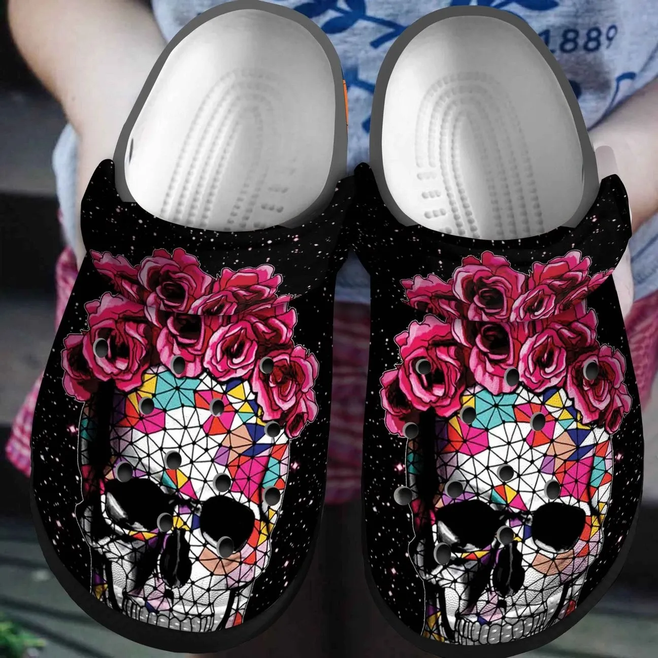Skull Personalized Clog Custom Crocs Comfortablefashion Style Comfortable For Women Men Kid Print 3D Sugar Skull V1 Skull Personalized Clog Custom Crocs Comfortablefashion Style Comfortable For Women Men Kid Print 3D Sugar Skull V1