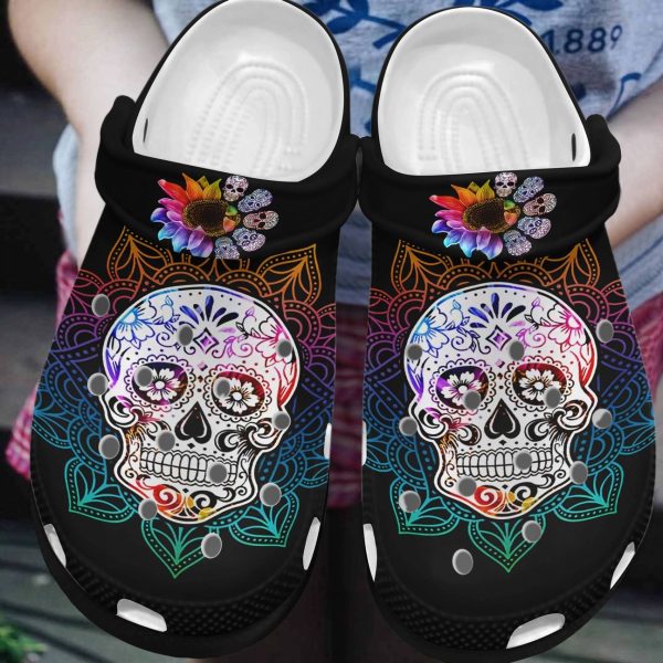 Skull Personalized Clog Custom Crocs Comfortablefashion Style Comfortable For Women Men Kid Print 3D Sugar Skull V1010