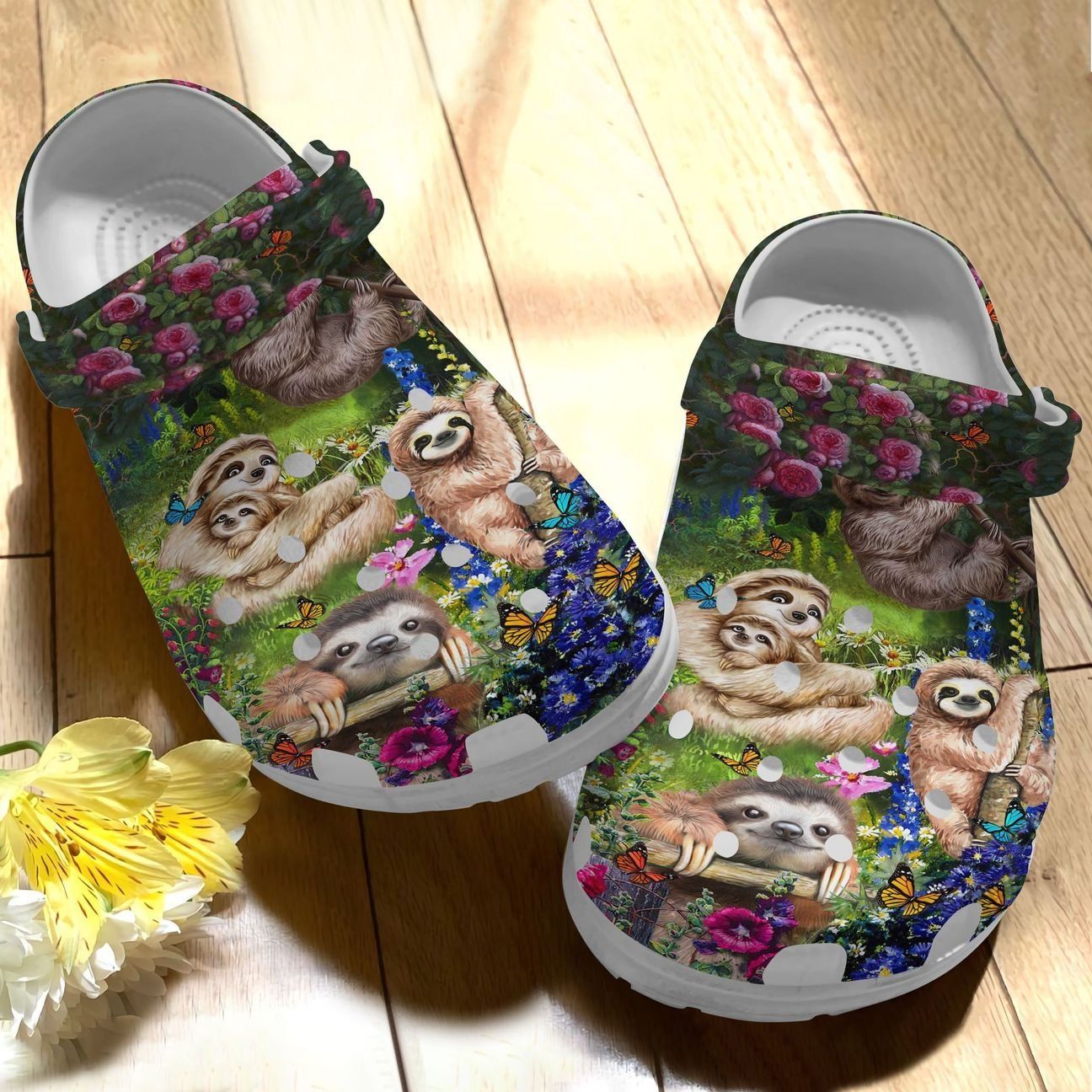 Sloth Personalize Clog Custom Crocs Fashionstyle Comfortable For Women Men Kid Print 3D Whitesole Sloths In The Garden Sloth Personalize Clog Custom Crocs Fashionstyle Comfortable For Women Men Kid Print 3D Whitesole Sloths In The Garden