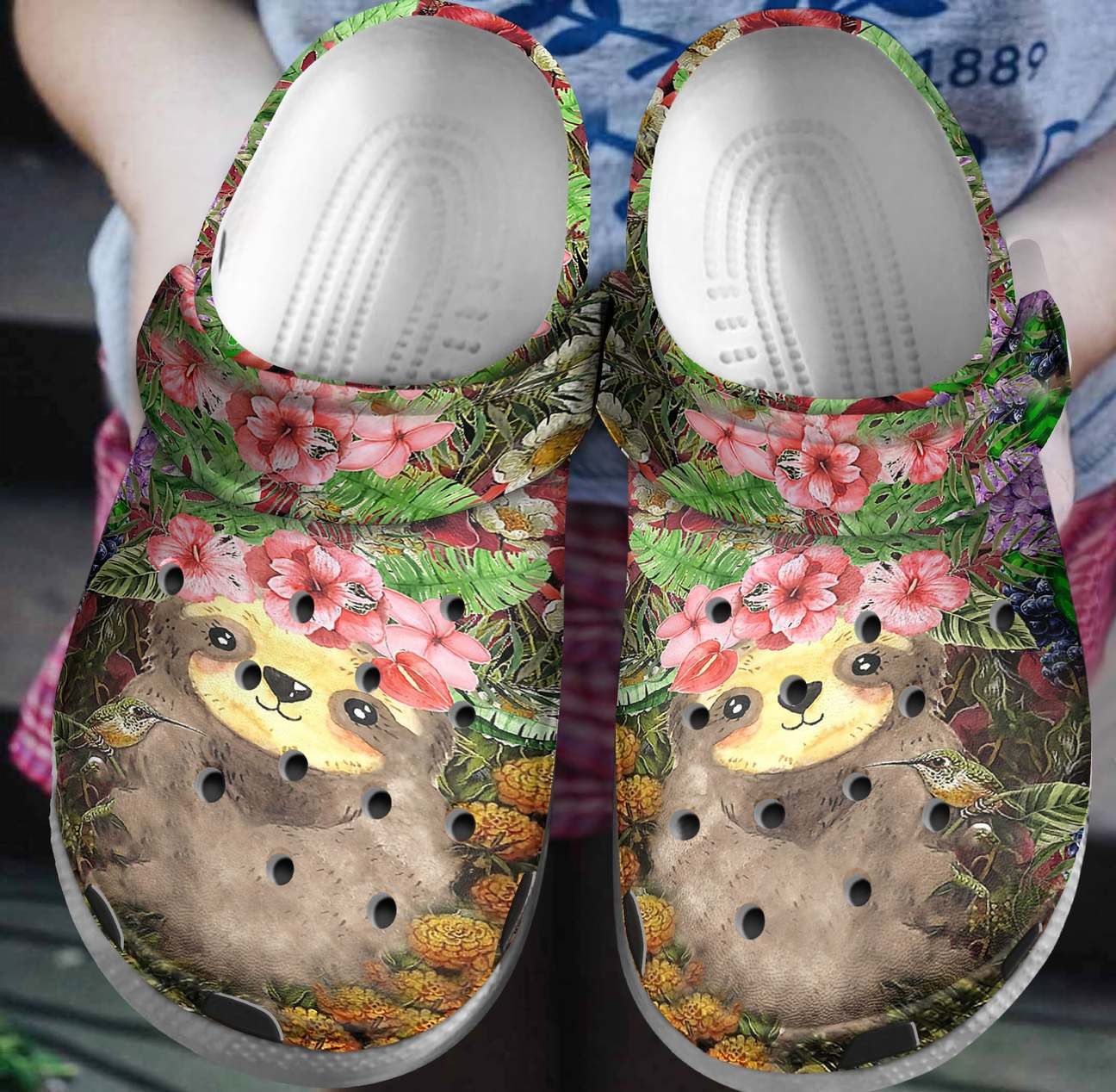 Sloth Personalized Clog Custom Crocs Comfortablefashion Style Comfortable For Women Men Kid Print 3D Flowers And Sloth Sloth Personalized Clog Custom Crocs Comfortablefashion Style Comfortable For Women Men Kid Print 3D Flowers And Sloth