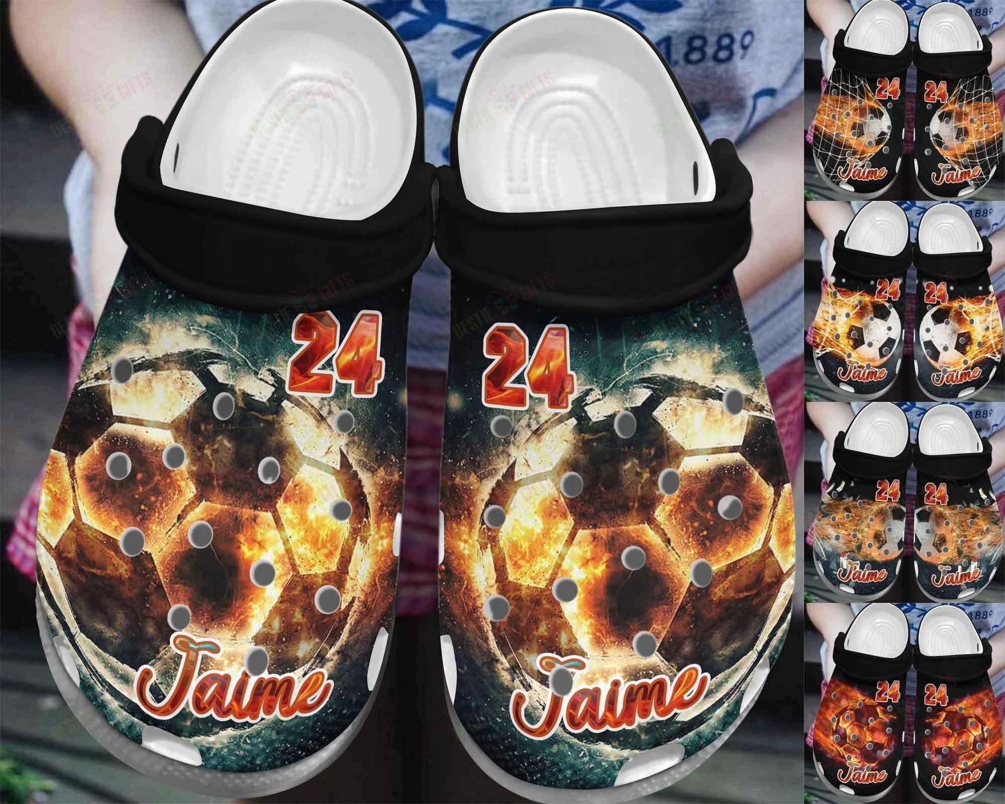 Soccer Personalized Crocs Clog Classic Clog Whitesole On Fire Shoes Soccer Personalized Crocs Clog Classic Clog Whitesole On Fire Shoes