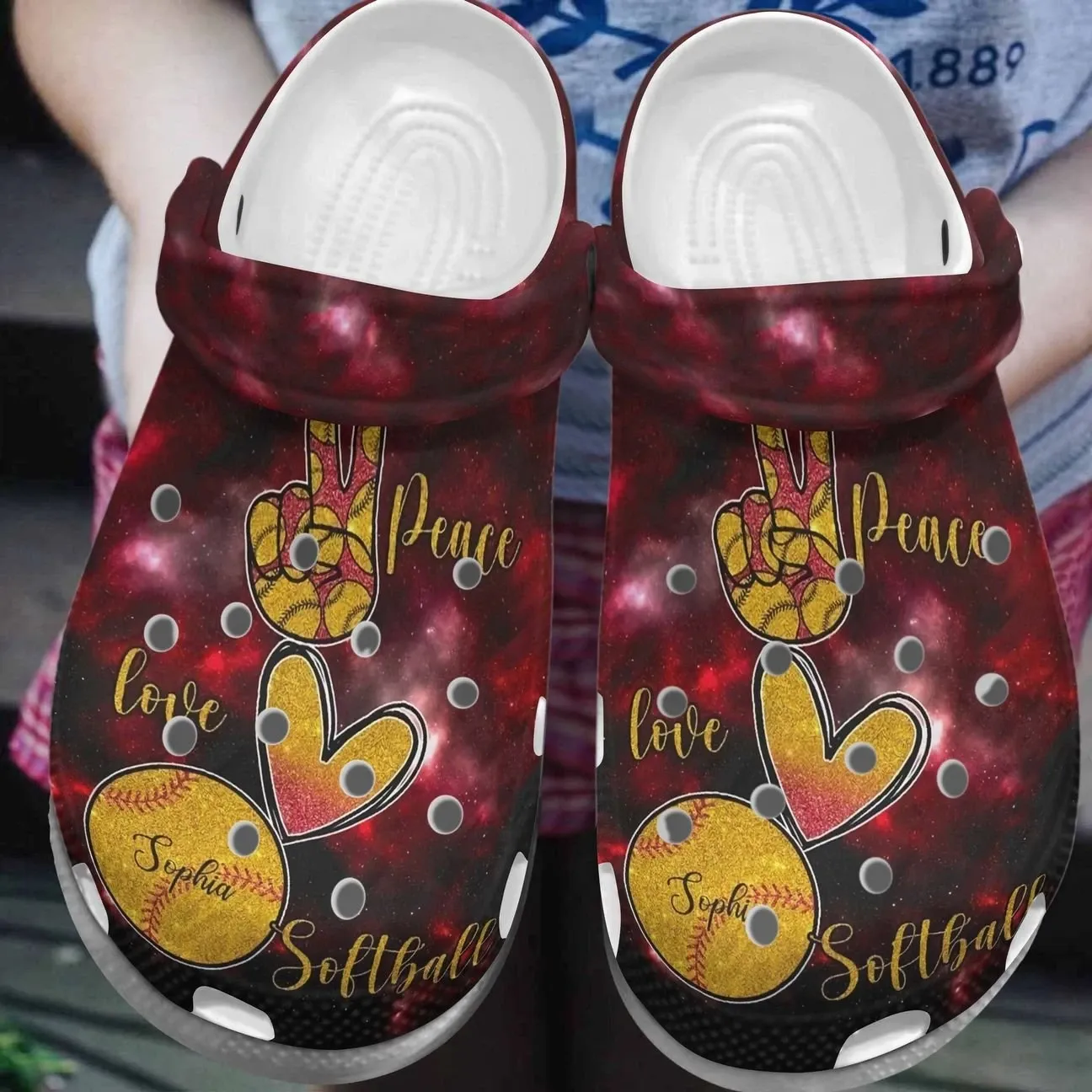 Softball Personalize Clog Custom Crocs Fashionstyle Comfortable For Women Men Kid Print 3D Peace Love Softball Softball Personalize Clog Custom Crocs Fashionstyle Comfortable For Women Men Kid Print 3D Peace Love Softball