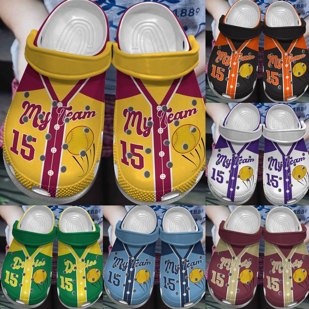 Softball Personalized Clog Custom Crocs Comfortablefashion Style Comfortable For Women Men Kid Print 3D Jersey Theme Softball Personalized Clog Custom Crocs Comfortablefashion Style Comfortable For Women Men Kid Print 3D Jersey Theme