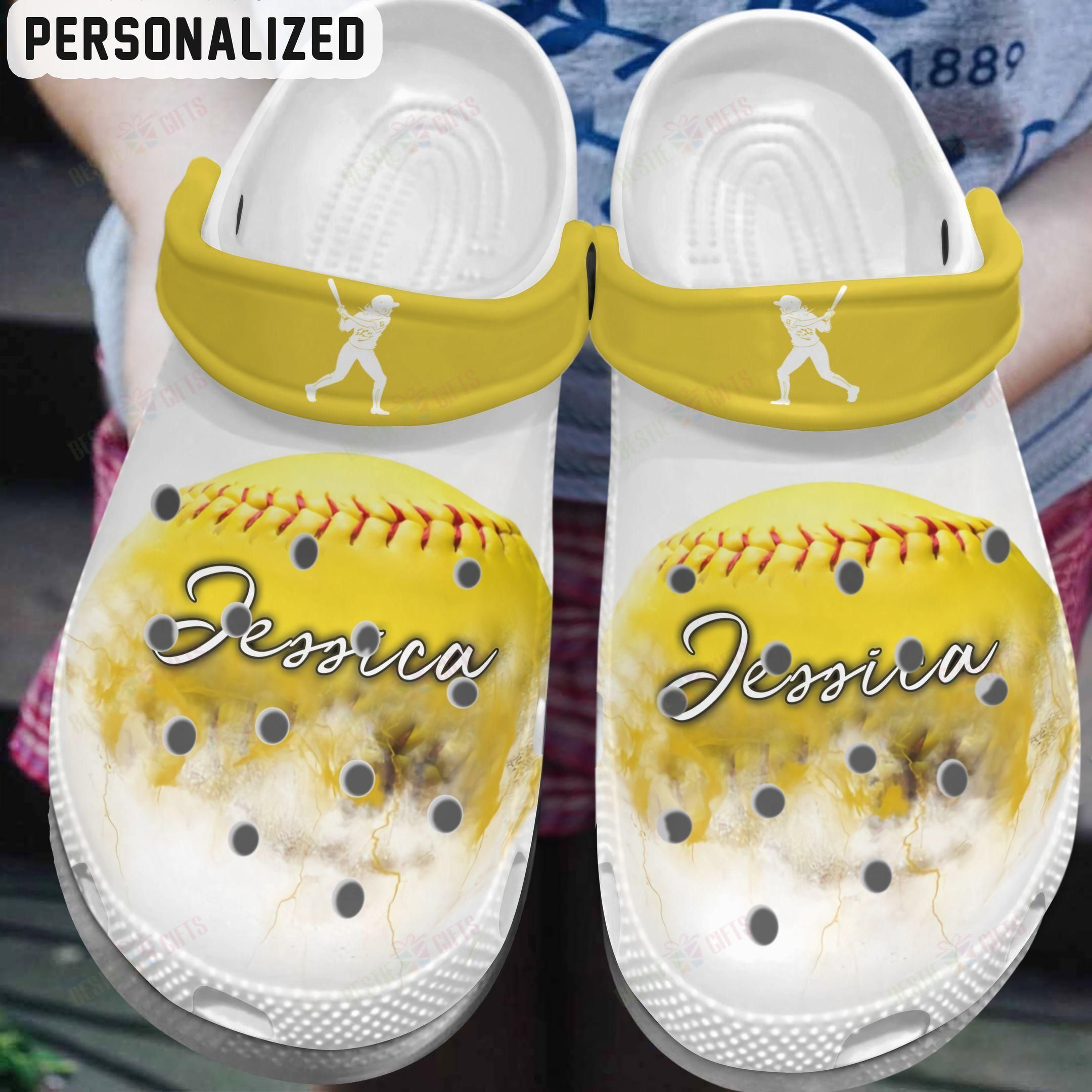 Softball Personalized Crocs Clog Classic Clog Whitesole Cloud Shoes Softball Personalized Crocs Clog Classic Clog Whitesole Cloud Shoes