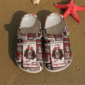 Springer Spaniel Life Is Better Sku 2444 Crocs Crocband Clog Comfortable For Mens Womens Classic Clog Water Shoes