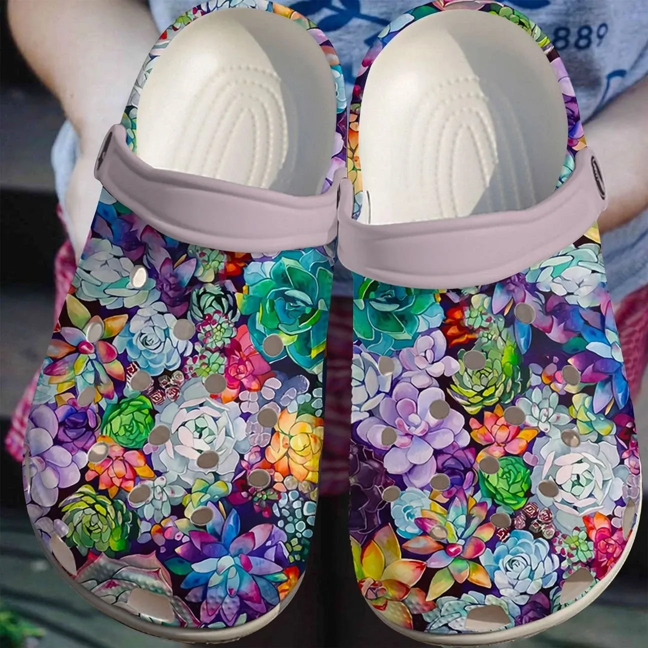 Succulent Personalize Clog Custom Crocs Fashionstyle Comfortable For Women Men Kid Print 3D Whitesole Succ Flower Succulent Personalize Clog Custom Crocs Fashionstyle Comfortable For Women Men Kid Print 3D Whitesole Succ Flower
