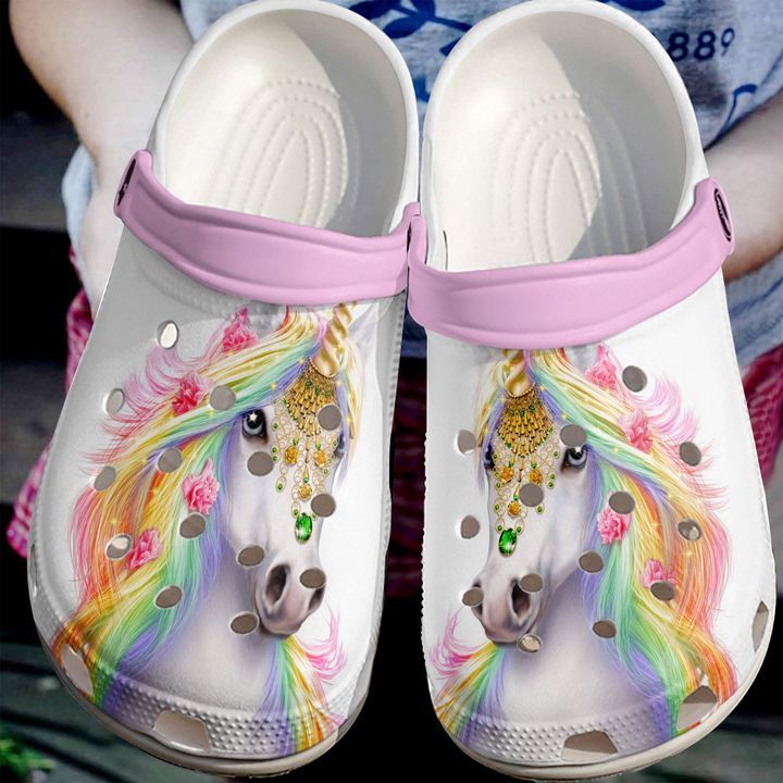 Unicorn Colorful Sku 2553 Crocs Crocband Clog Comfortable For Mens Womens Classic Clog Water Shoes