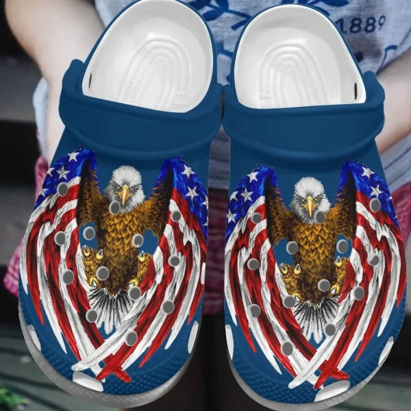 Usa Personalized Clog Custom Crocs Comfortablefashion Style Comfortable For Women Men Kid Print 3D American Flag And Eagle