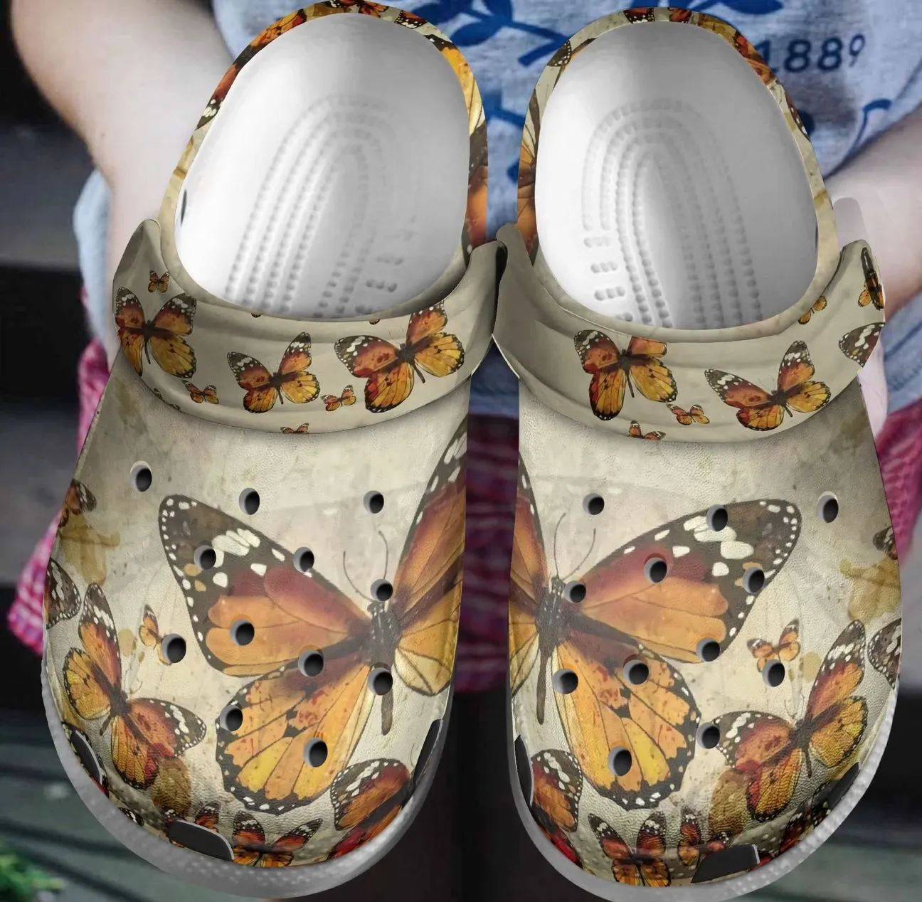 Vintage Butterfly Personalize Clog Custom Crocs Fashionstyle Comfortable For Women Men Kid Print 3D 3D Vintage Butterfly Personalize Clog Custom Crocs Fashionstyle Comfortable For Women Men Kid Print 3D 3D
