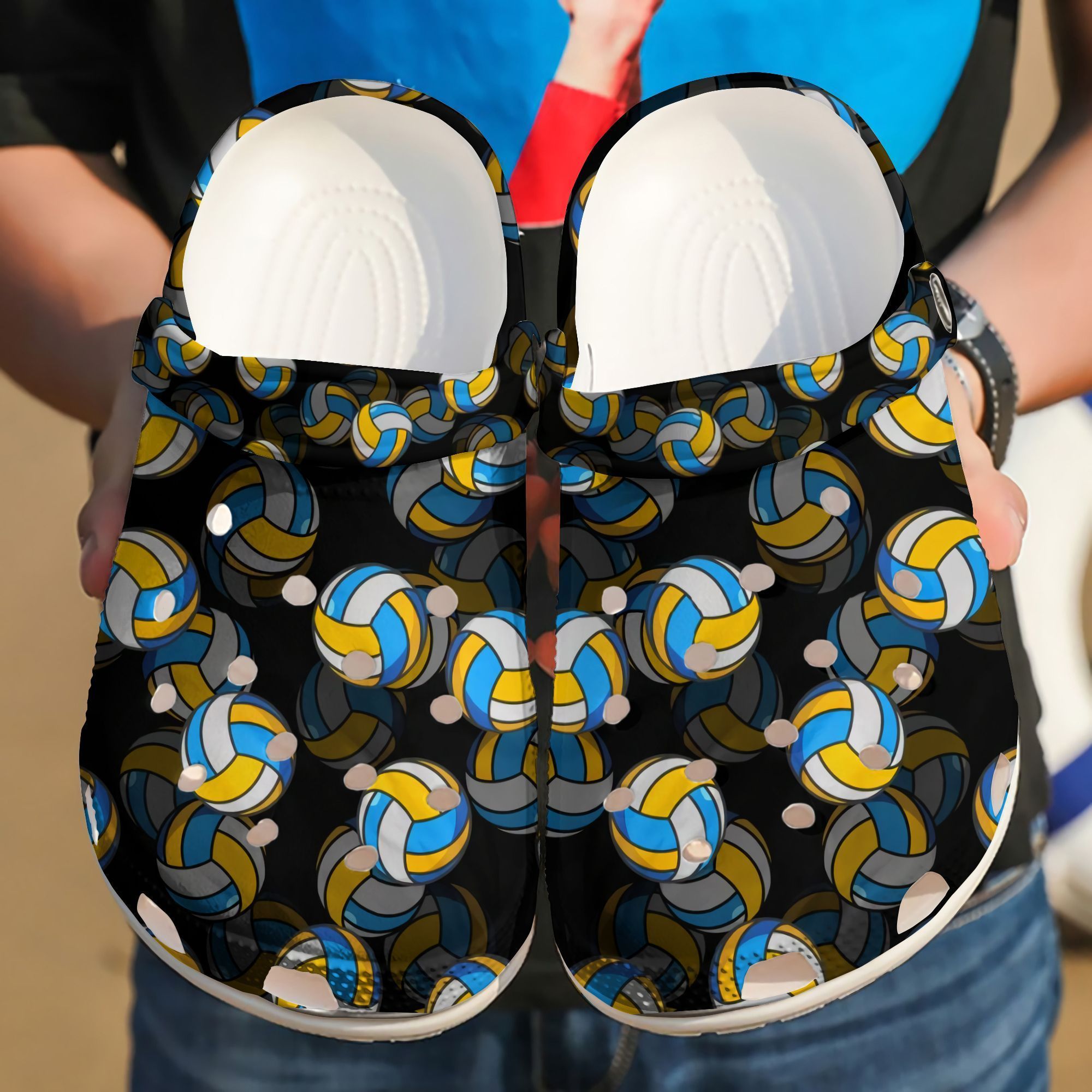 Volleyball Pattern Sku 2714 Crocs Crocband Clog Comfortable For Mens Womens Classic Clog Water Shoes Volleyball Pattern Sku 2714 Crocs Crocband Clog Comfortable For Mens Womens Classic Clog Water Shoes