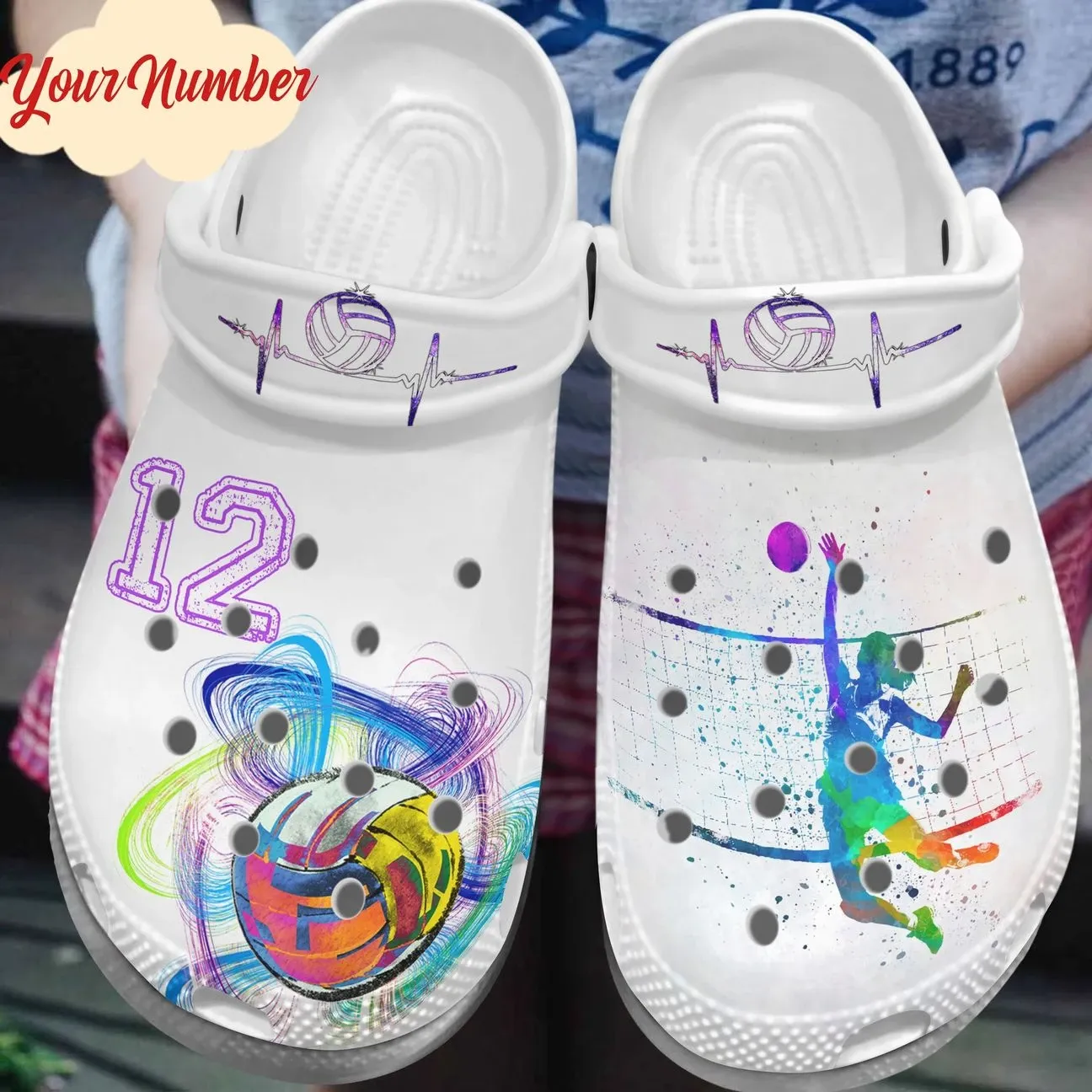 Volleyball Personalized Clog Custom Crocs Comfortablefashion Style Comfortable For Women Men Kid Print 3D Purple Volleyball Personalized Clog Custom Crocs Comfortablefashion Style Comfortable For Women Men Kid Print 3D Purple