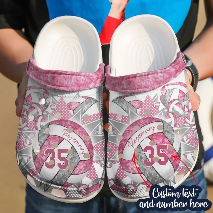 Volleyball Personalized Pink Gray Sku 2639 Crocs Crocband Clog Comfortable For Mens Womens Classic Clog Water Shoes Volleyball Personalized Pink Gray Sku 2639 Crocs Crocband Clog Comfortable For Mens Womens Classic Clog Water Shoes