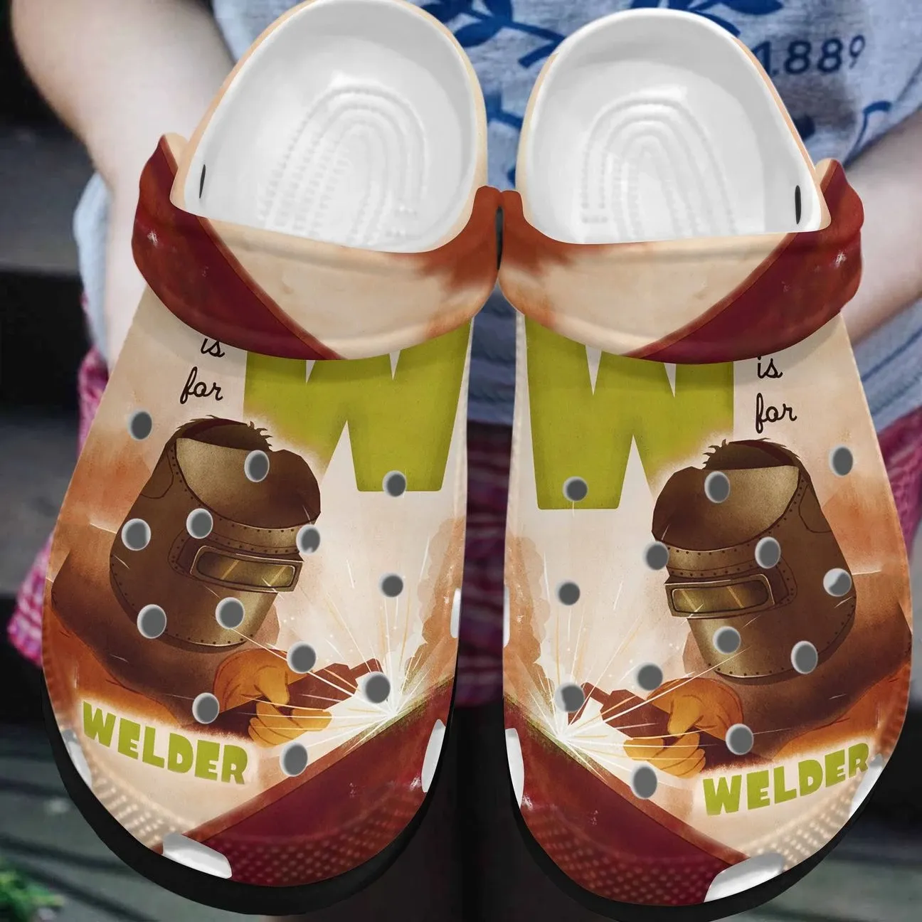 Welder Personalized Clog Custom Crocs Comfortablefashion Style Comfortable For Women Men Kid Print 3D W Is For Welder Welder Personalized Clog Custom Crocs Comfortablefashion Style Comfortable For Women Men Kid Print 3D W Is For Welder