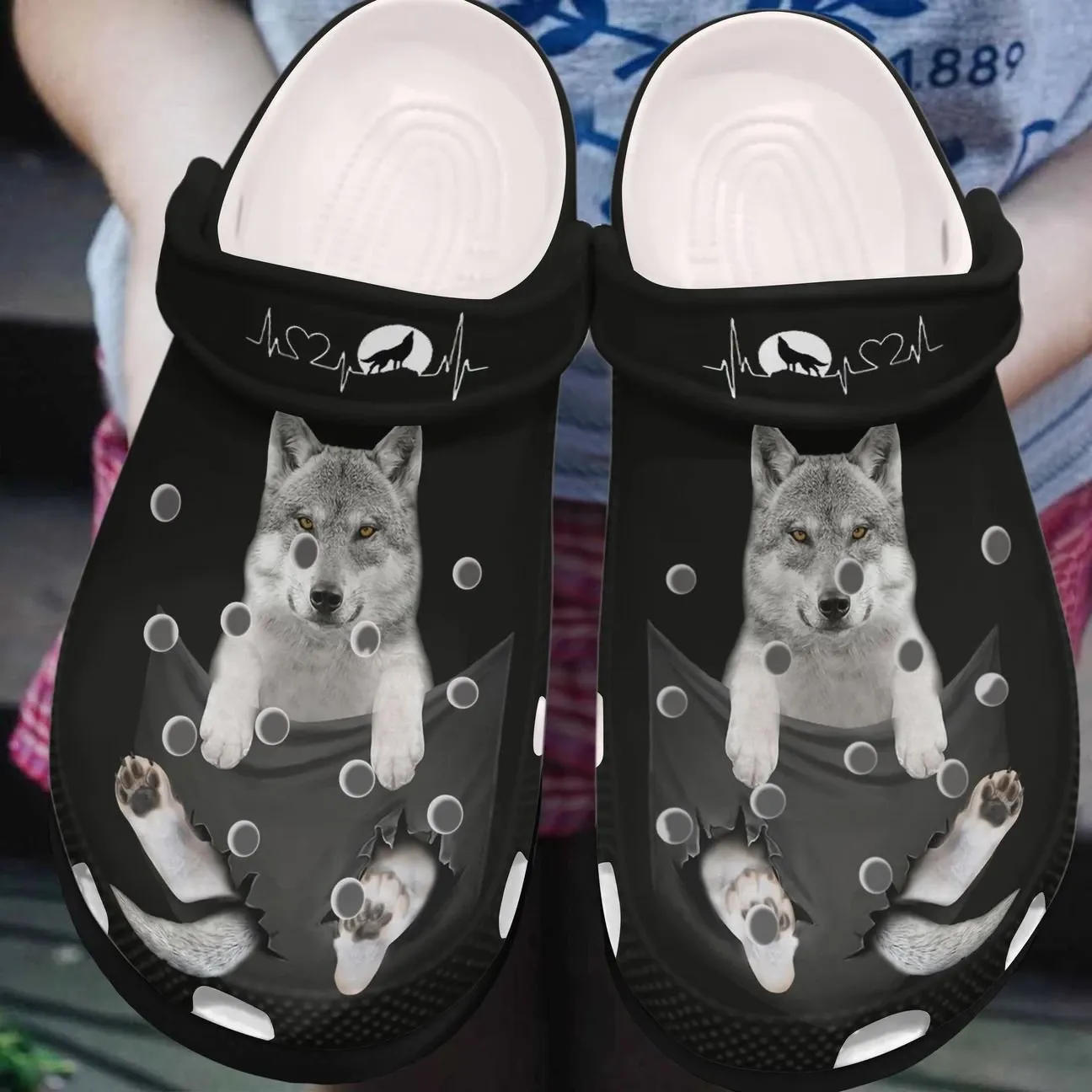 Wolf Personalized Clog Custom Crocs Comfortablefashion Style Comfortable For Women Men Kid Print 3D Wolf Lovers Wolf Personalized Clog Custom Crocs Comfortablefashion Style Comfortable For Women Men Kid Print 3D Wolf Lovers